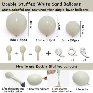 White Sand Balloon Double Stuffed Cream White Balloons Different Sizes Light Grey Latex Balloon Garland Pastel Off White Balloons Arch Kit For Neutral Baby Shower Bridal Wedding Birthday Party Decor