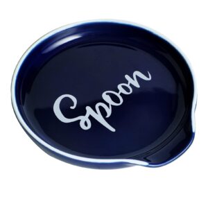 GDCZ Ceramic Spoon Rest for Stove Top 5 Inches Large Spoon Holder for kitchen Counter, Modern Spoon for Farmhouse, Cooking Utensil Rest, Kitchen Accessories, Dishwasher Safe (Navy, 1)