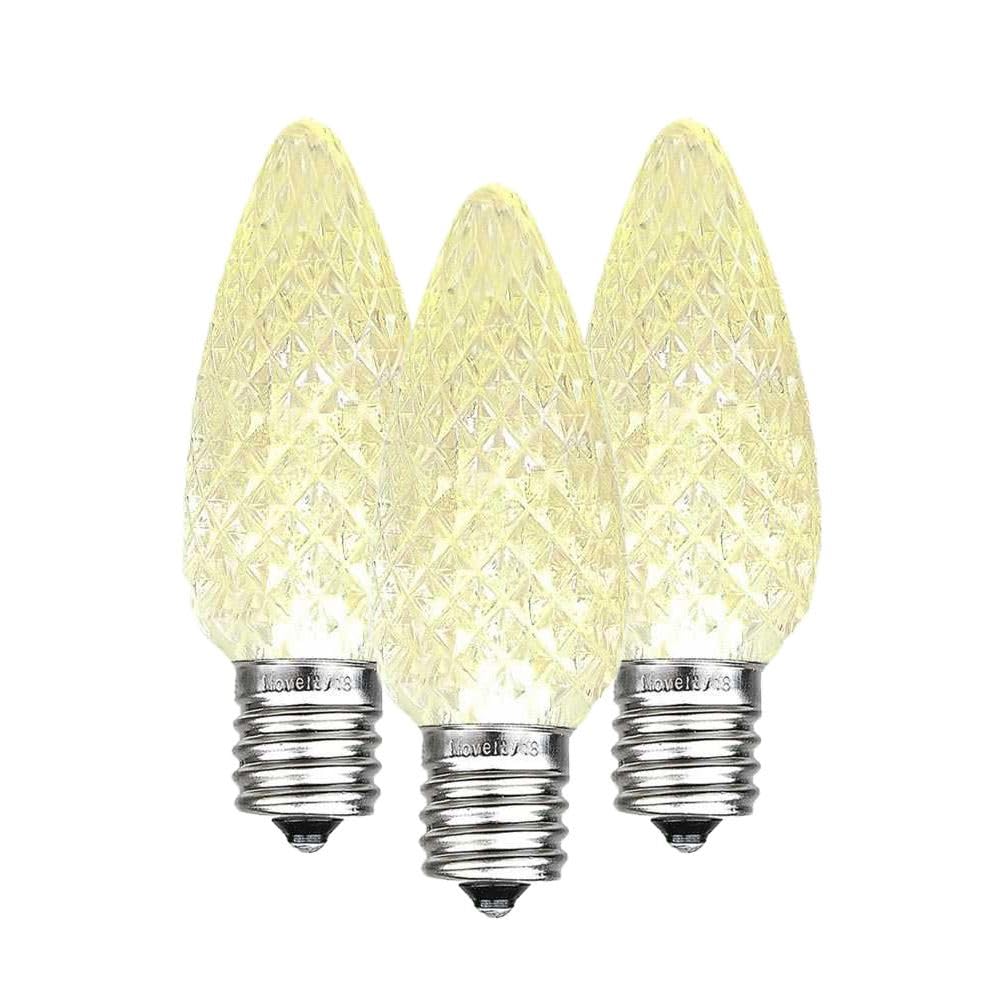 Novelty Lights 25PK C9 LED Faceted Ultra Bright Dimmable Outdoor Christmas Light Replacement Bulbs LED Replacement Bulbs, Led Bulbs, Outdoor Light Bulbs String Light Bulbs 3000K (Warm White)