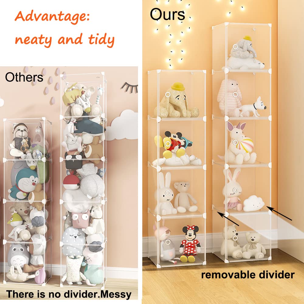 WANLIAN Stuffed Animal Storage,Dustproof Plush Toys Organizer, Great Storage Ideas for Dolls,Teddies and Figures (14"x14"x55")