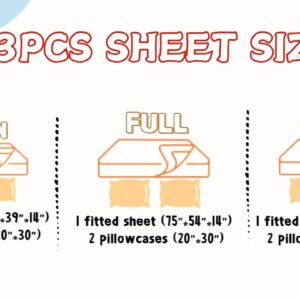 SDY 3PCS Milk Cow Print Stuff Bedding Fitted Sheet Set Queen Size, Cartoon Cow Pattern Fitted Sheet with Deep Pocket and 2 Pillowcases, Cute and Cozy, Kawaii Bed for Kids, Children, Boys, Girls, Teens