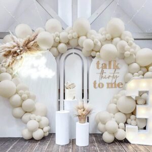 White Sand Balloon Double Stuffed Cream White Balloons Different Sizes Light Grey Latex Balloon Garland Pastel Off White Balloons Arch Kit For Neutral Baby Shower Bridal Wedding Birthday Party Decor