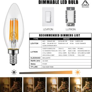 Emotionlite LED Light Bulbs, Dimmable Candelabra Bulbs, E12 Base, Warm White, Chandelier Light, Ceiling Fan Bulb, 40W Equivalent, 4W, 2700K, 350LM, UL Listed, 6 Pack