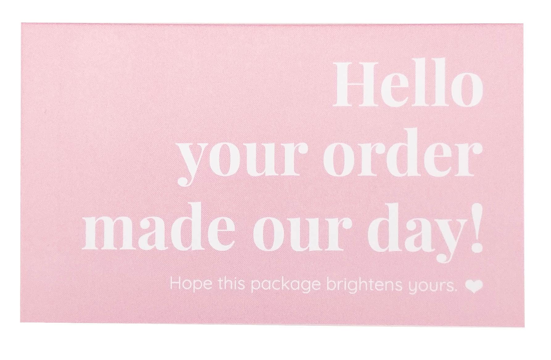 ITZAMNA Thank you Card hello your order made our day card hope this package brigtens yours Card 100 pink