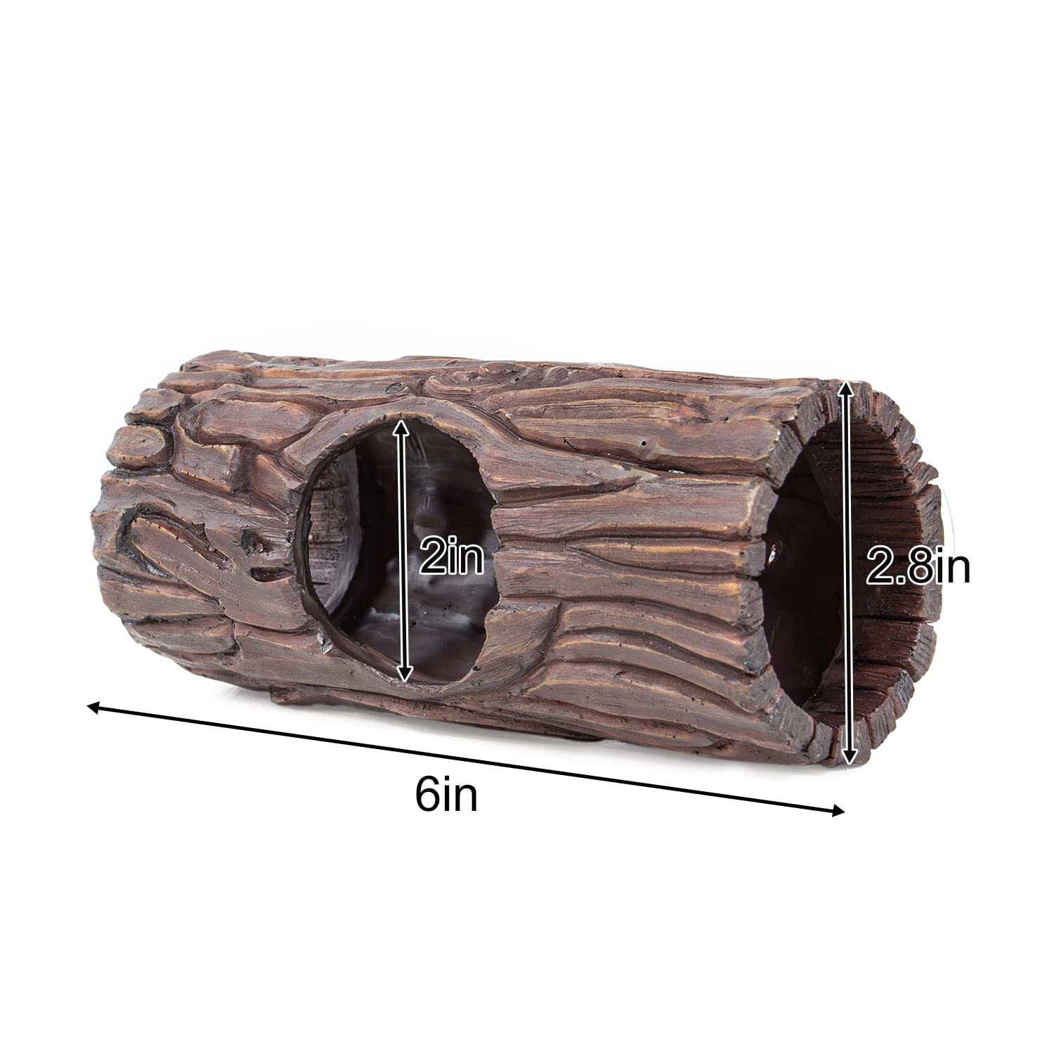 REPTIZOO Reptile Hide Cave Resin Hollow Tree Trunk Hideout Hermit Crab Climbing Toys Reptile Shelter Sleeping Cave for Arboreal Reptiles, Hermit Crabs, Leopard Gecko, Lizard Terrarium Decor