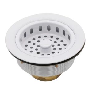 Westbrass CO2185-50 Combo Pack 3-1/2" Post Style Large Kitchen Sink Basket Strainer and Waste Disposal Drain Flange with Stopper, Powder Coat White