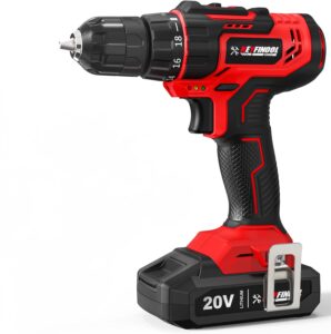 keyfinool 20v max lithium lon cordless drill set, power drill kit with battery and charger, 3/8-inch keyless chuck, 18+1+1 adjustable torque