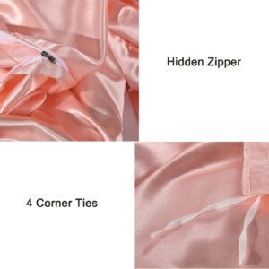 Silk Like Satin Bedding Hot Pink Duvet Cover Set Soft Lightweight Polyester Satin Comforter Cover Sexy Hotel Silky Bedding Sets Queen 1 Duvet Cover 2 Pillowcases (Queen, Hot Pink)