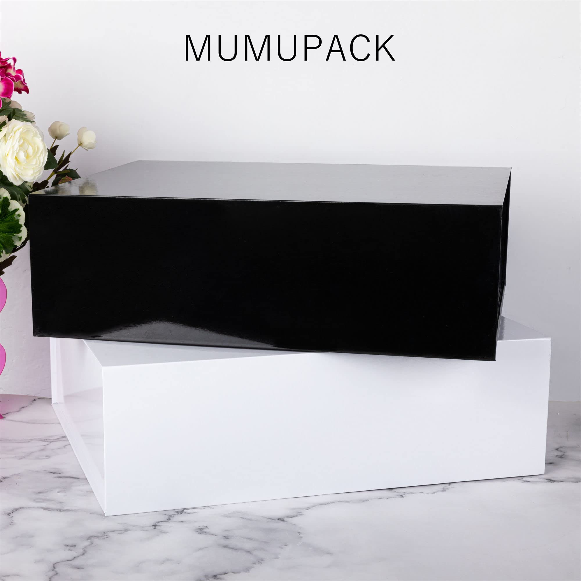 MUMUPACK Extra Large White Gift Box 19x16x6 Inches, Huge Gift Box, Large Gift Box with Lid Magnetic Closure, Groomsman Proposal Box, Rectangle Collapsible Gift Boxes for Wedding Dress