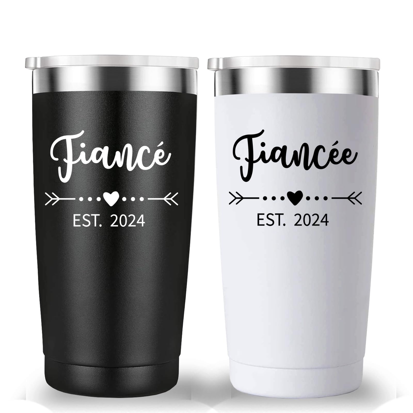 Mamihlap Engagement Gift for Couple Tumbler.Boyfriend Girlfriend Fiance Fiancee Gift for Him and Her.Gifts for Newly Engaged Anniversary Bride Groom Mr Mrs Him Hers(20oz Black&White)