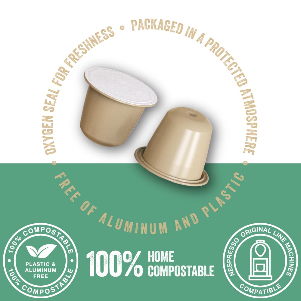 La Natura Lifestyle Organic Marrakesh Green Tea - Caffeine-Free, Refreshing Marrakesh Tea Pods for Nespresso Original Line Machines - Compostable Capsules - Plastic & Aluminum Free (60 Count)