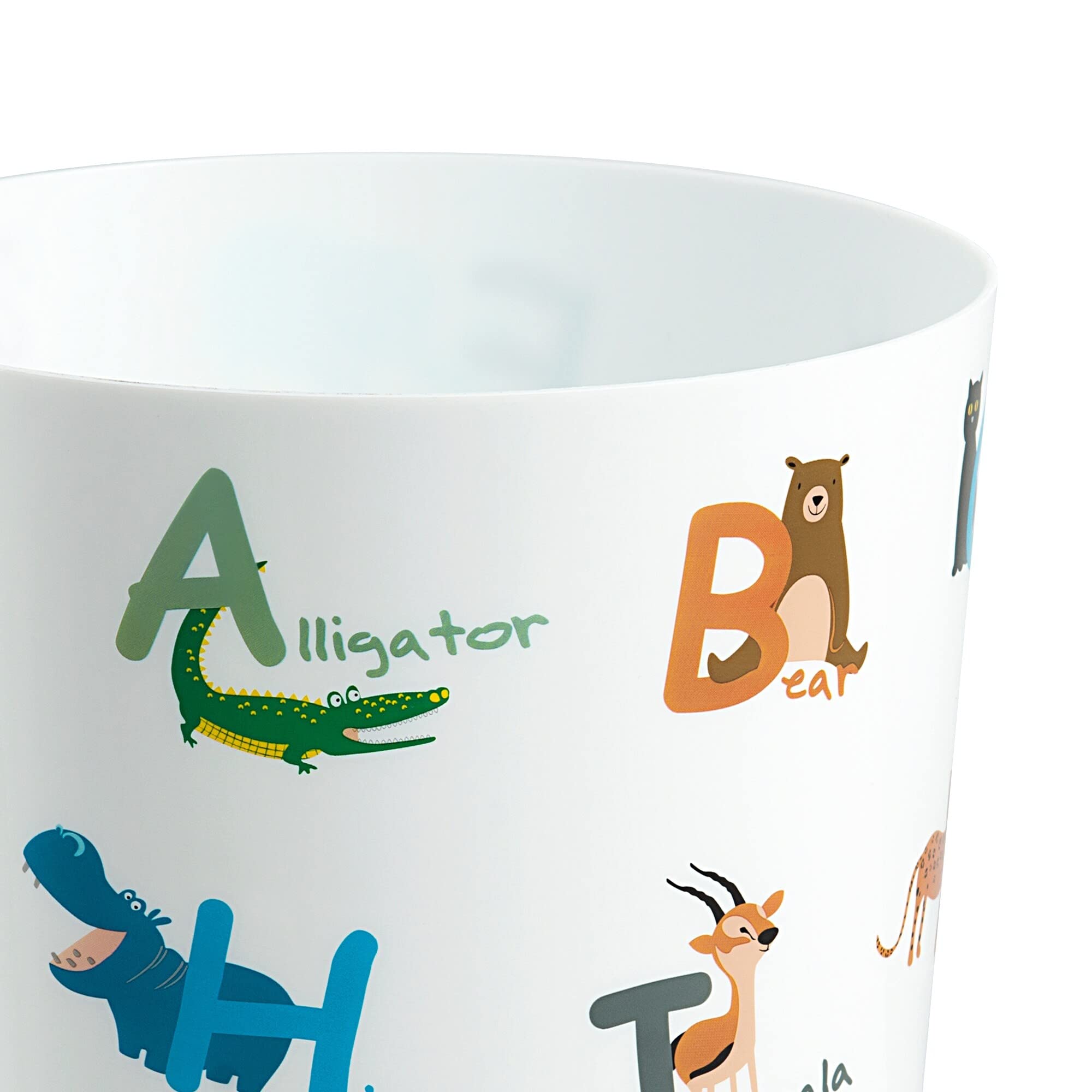 Animal Alphabet Wastebasket White Novelty Plastic