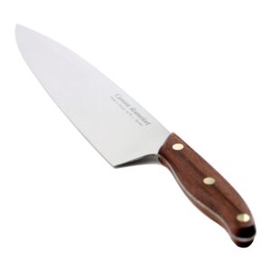 Cuisine Romefort | Sharp Carbon Steel Chef's Knife XC75, 8.7 in blade, with Leather sheath | chef knives with wooden handle | kitchen knife hardened with 58 Rockwell