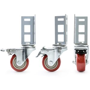 QWORK Storage Rack Caster Wheels, 4 Pack 3" Heavy Duty 500 lb. Max Total Capacity Storage Shelf Accessories, Fit for Boltless Self Locking Shelving Racks