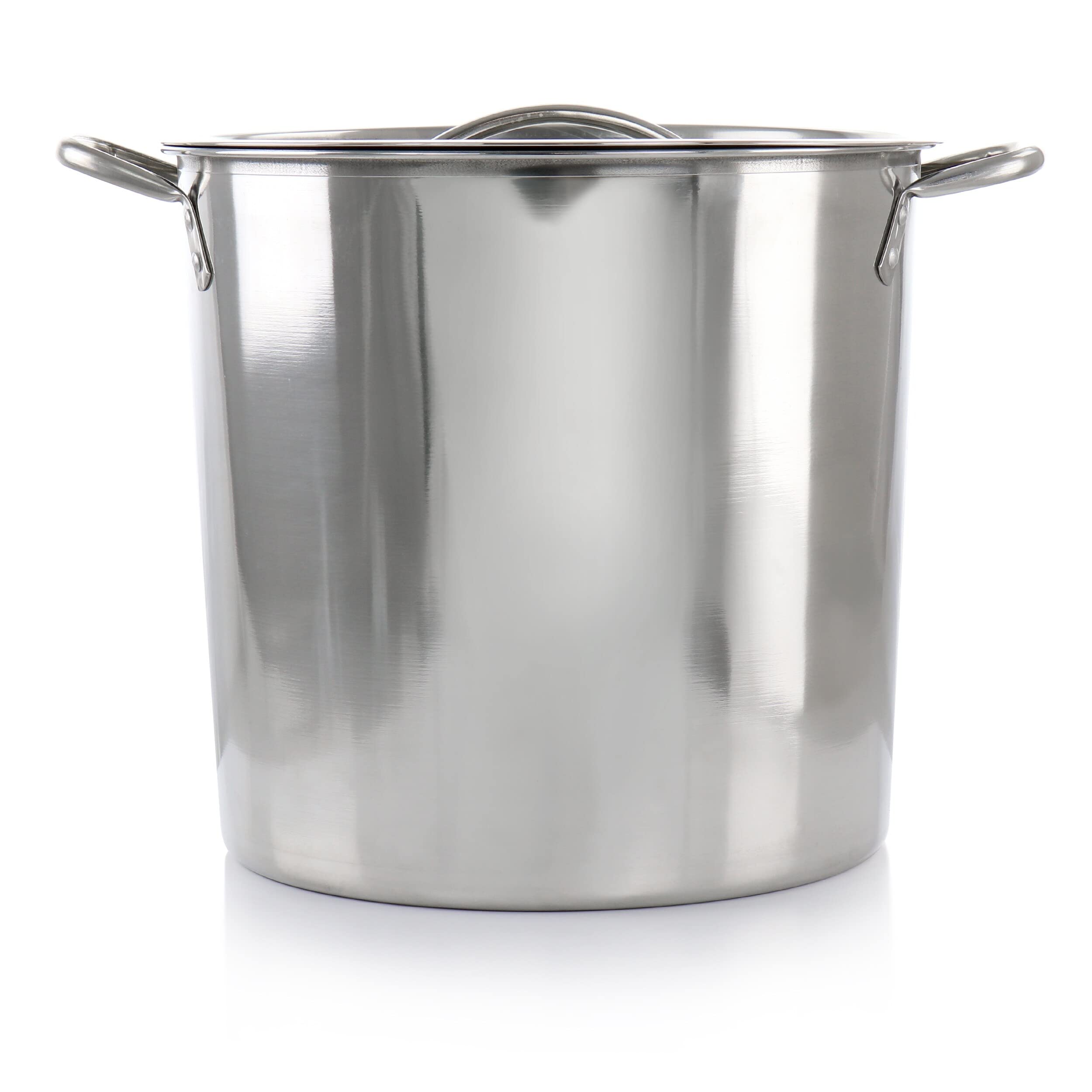 Everyday 16 Quart Stainless Steel Stock Pot with Lid Silver Non-Stick