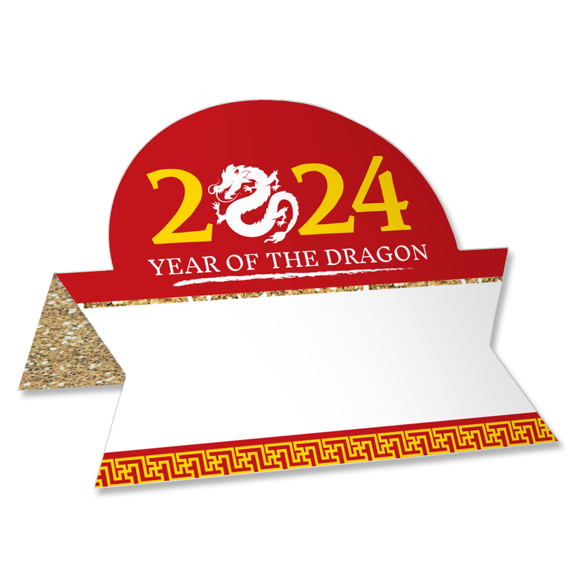 Big Dot of Happiness Chinese New Year - 2024 Year of the Dragon Tent Buffet Card - Table Setting Name Place Cards - Set of 24