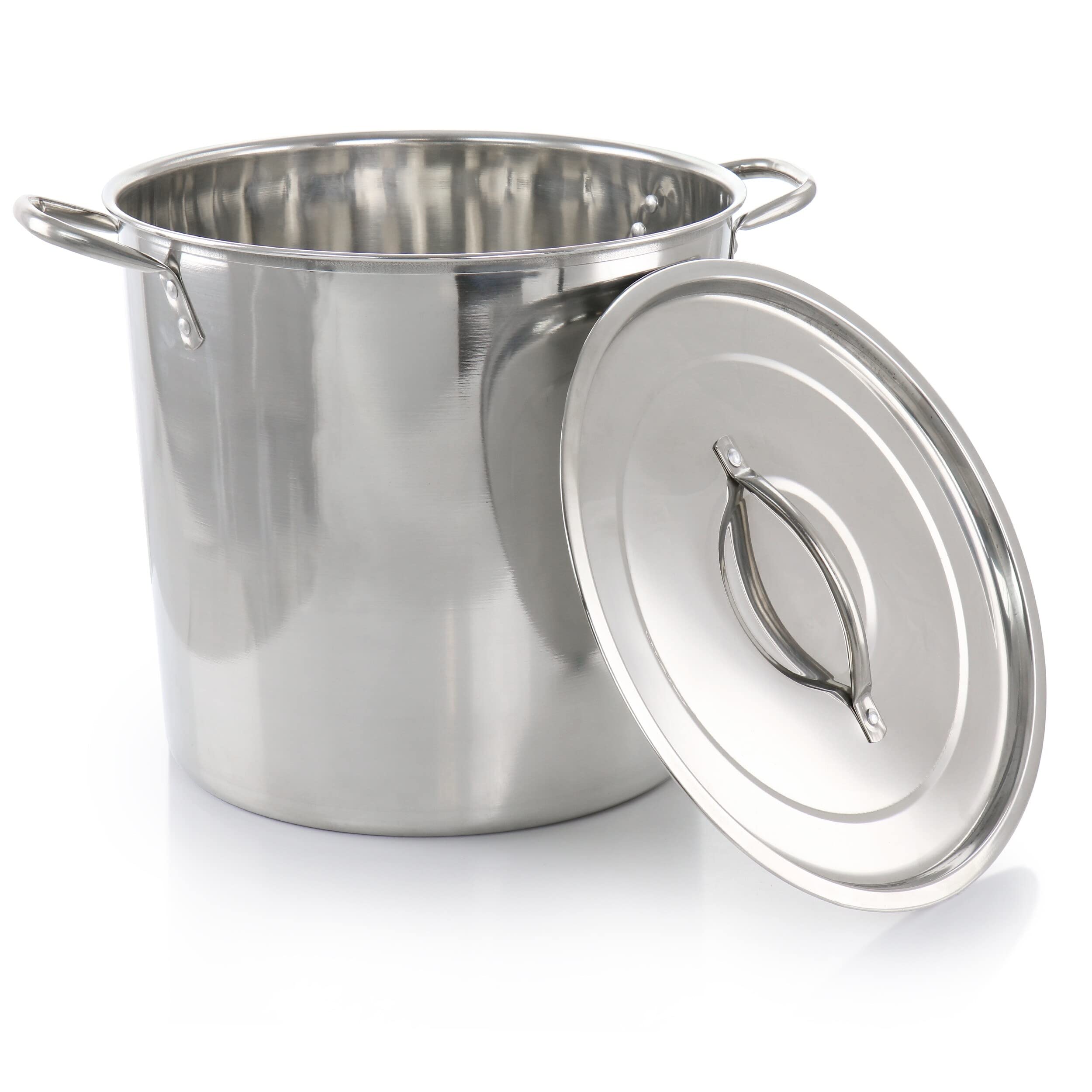 Everyday 16 Quart Stainless Steel Stock Pot with Lid Silver Non-Stick