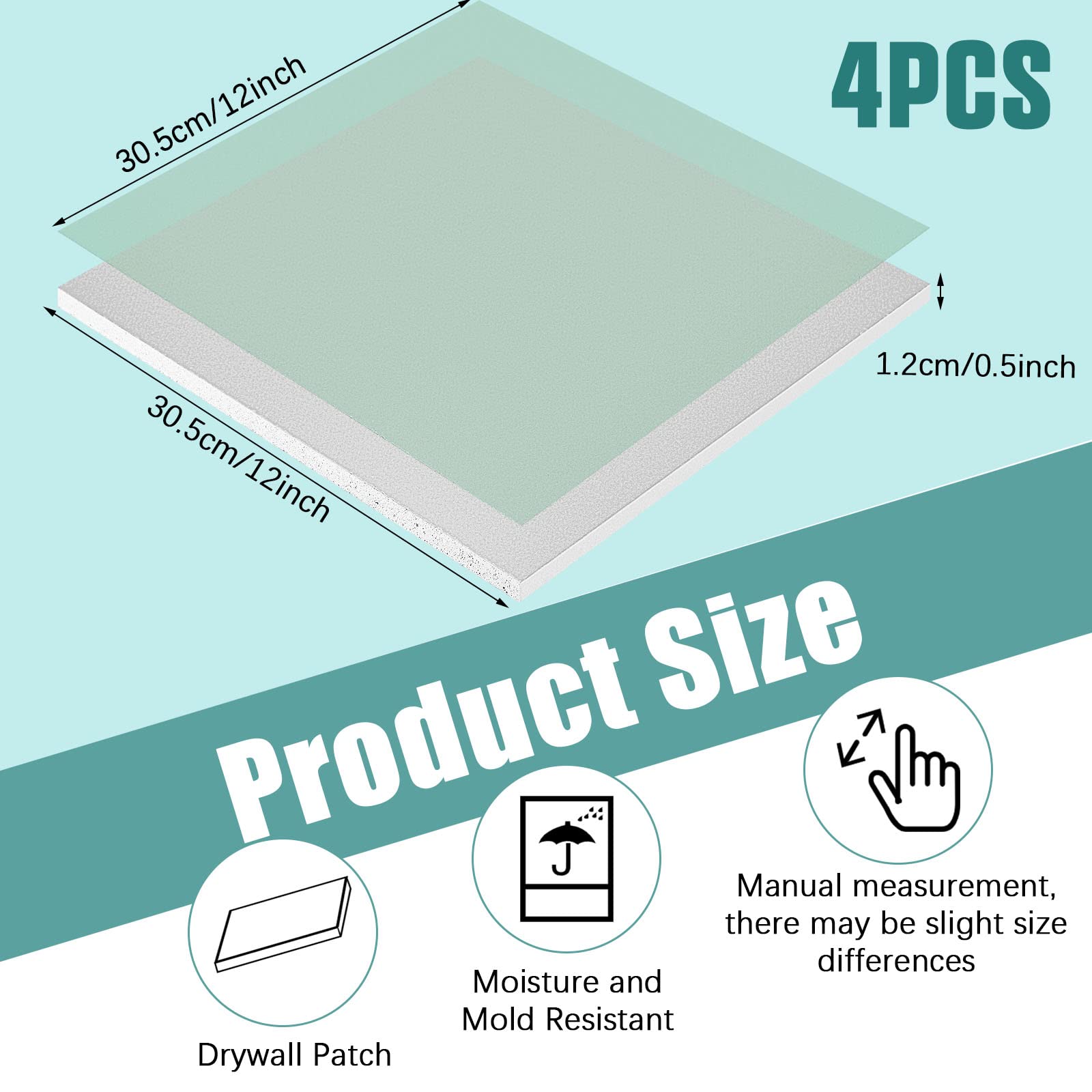 Amylove Drywall Repair Panel Drywall Patch Panel Drywall Repair for Mend Wall Repair (2 Pcs,Green,12 x 12 x 1/2 Inch)