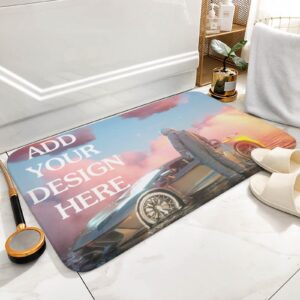 Personalized Area Rug with Logo Custom Photo Carpets Design Your Own Text Name Rugs Non Slip Coral Velvet Door Mats Decorative for Home Garden Outdoor Office Entry Welcome Rug (Square)