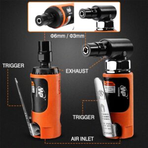 WP WORKPAD Air Die Grinder Set, Straight/Angled Air Die Grinder Kit with 1/4 and 1/8 inch Collets, Pneumatic Tools 2PCS