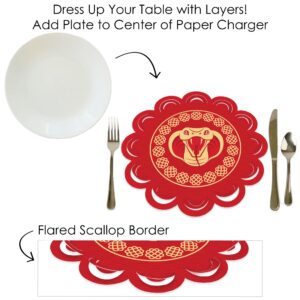 Big Dot of Happiness Lunar New Year - 2025 Year of the Snake Round Table Decorations - Paper Chargers - Place Setting For 12