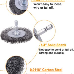 Rocaris 40 Pack Carbon Steel Wire Wheel Brush with 1/4-Inch Hex Shank, Cup Brush, Wheel Brush, Pen Brush Set, for Rust Removal, Corrosion and Scrub Surfaces