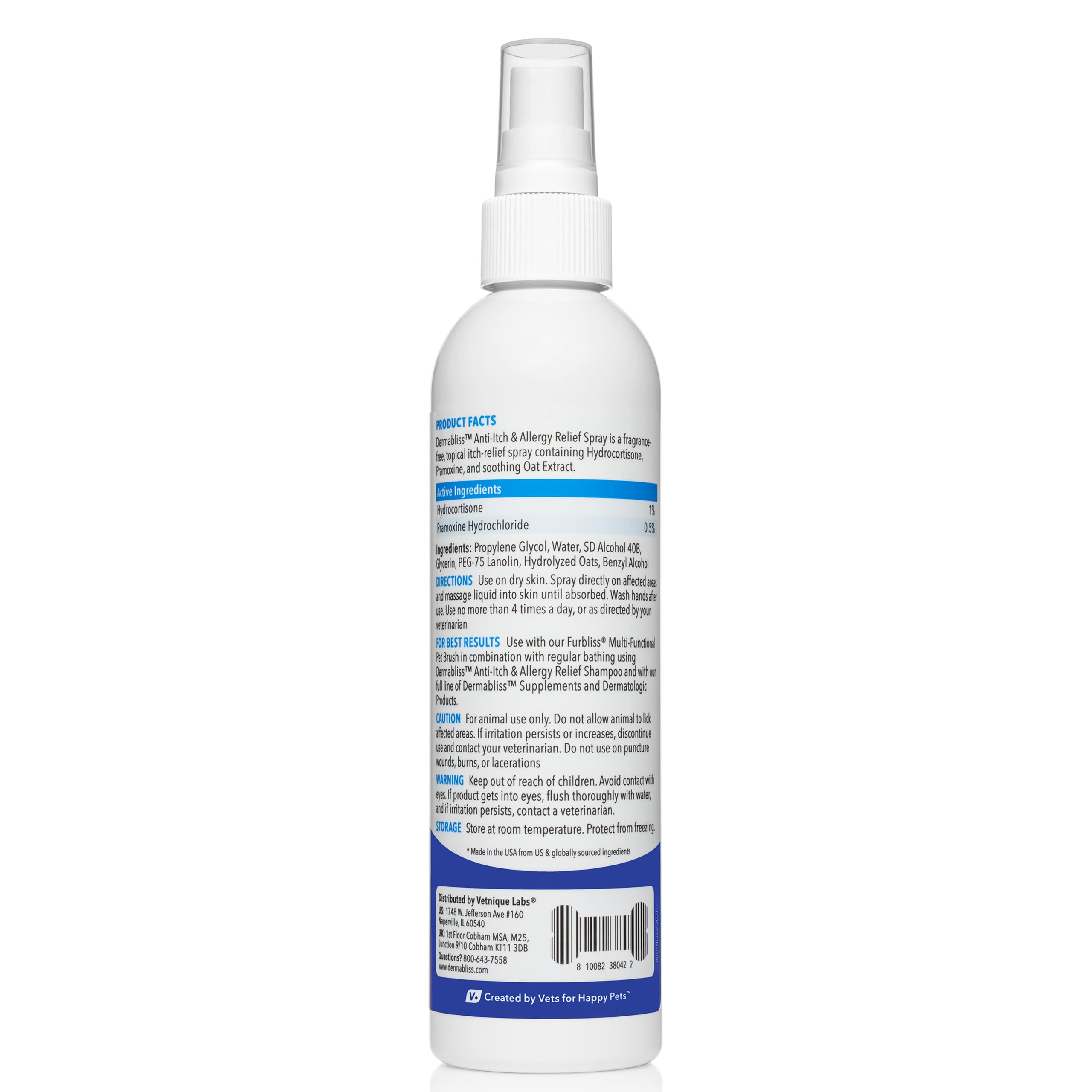 Vetnique Labs Dermabliss Allergy Chews 60ct & Dermabliss Anti-Itch/Allergy Relief Spray (8oz) Bundle Complete Skin Allergy Relief for Dogs with Dog Allergy Supplements, Hydrocortisone Spray for Dogs