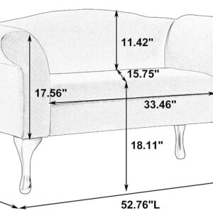 HOMYKA 53" Small Sofa Loveseat Modern Velvet Mid Century 2 Seater Sofa Couch with Tufted Button and Solid Wood Legs for Small Space, Dorm, Office, Bedroom, Green