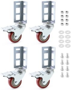 qwork storage rack caster wheels, 4 pack 3" heavy duty 500 lb. max total capacity storage shelf accessories, fit for boltless self locking shelving racks