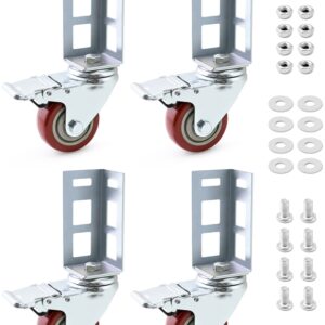 QWORK Storage Rack Caster Wheels, 4 Pack 3" Heavy Duty 500 lb. Max Total Capacity Storage Shelf Accessories, Fit for Boltless Self Locking Shelving Racks