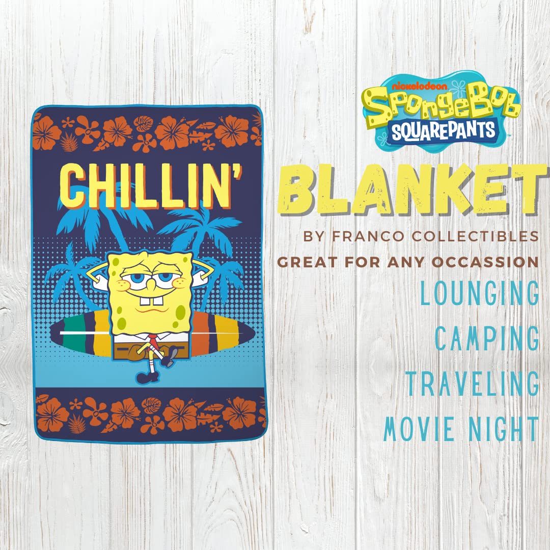 Franco Spongebob Squarepants Bedding Super Soft Micro Raschel Throw Blanket, 62 in x 90 in, (Officially Licensed Product) Collectibles