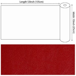 Solid Color Red Faux Leather 10 "X53" (25cmX135cm), Faux Leather Sheets Roll Very Suitable for Making Crafts, Leather Earrings, Bows,Sewing (Red)