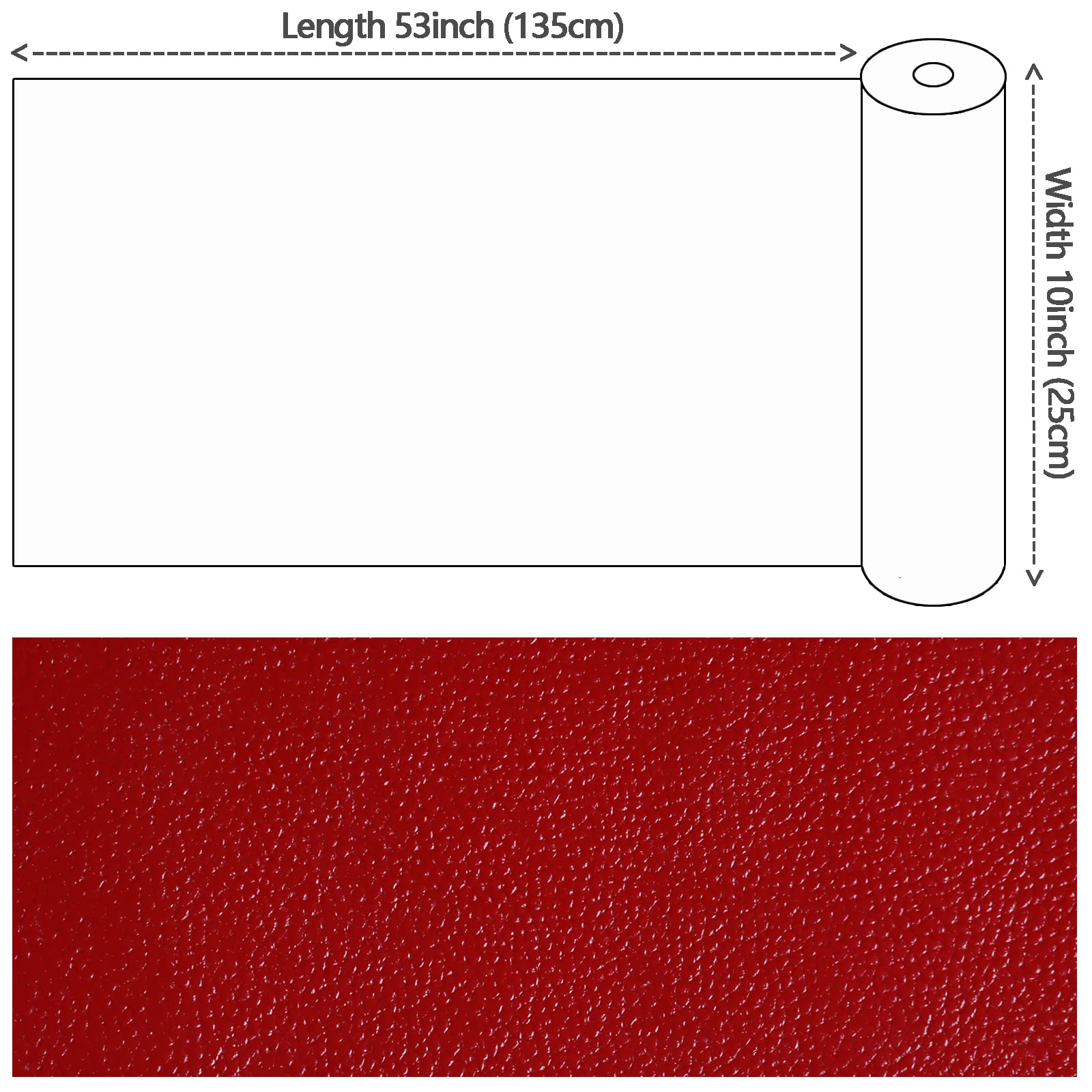 Solid Color Red Faux Leather 10 "X53" (25cmX135cm), Faux Leather Sheets Roll Very Suitable for Making Crafts, Leather Earrings, Bows,Sewing (Red)