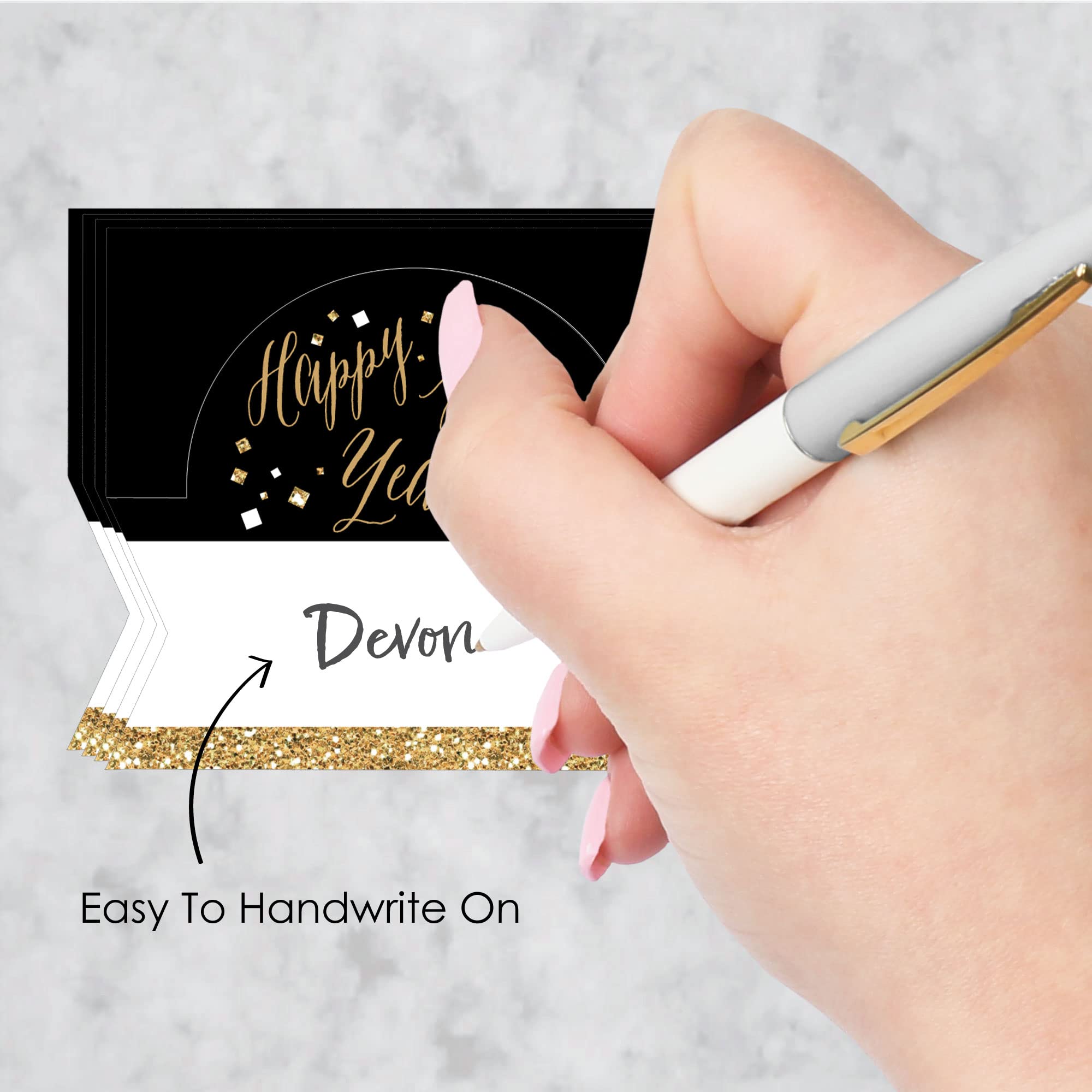 Big Dot of Happiness New Year’s Eve - Gold - New Years Eve Party Tent Buffet Card - Table Setting Name Place Cards - Set of 24