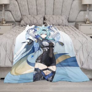 Dalicoter Game Genshin Impact Blanket Mondstadt EULA Anime Blanket 50"×40" Super Soft Flannel Throw Blanket Warm Winter Blanket Towel Blanket for Couch Kids Girls & Adults