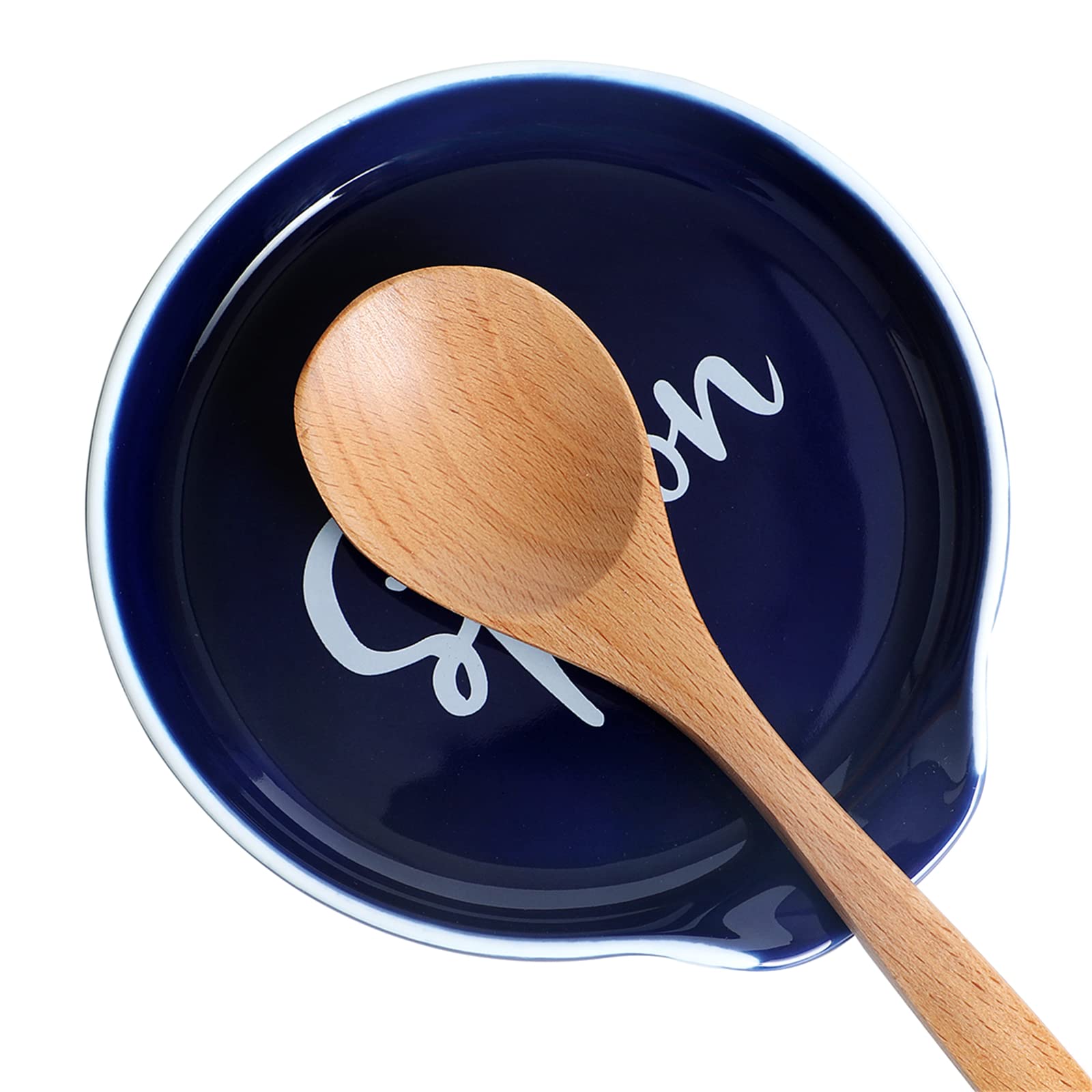 GDCZ Ceramic Spoon Rest for Stove Top 5 Inches Large Spoon Holder for kitchen Counter, Modern Spoon for Farmhouse, Cooking Utensil Rest, Kitchen Accessories, Dishwasher Safe (Navy, 1)