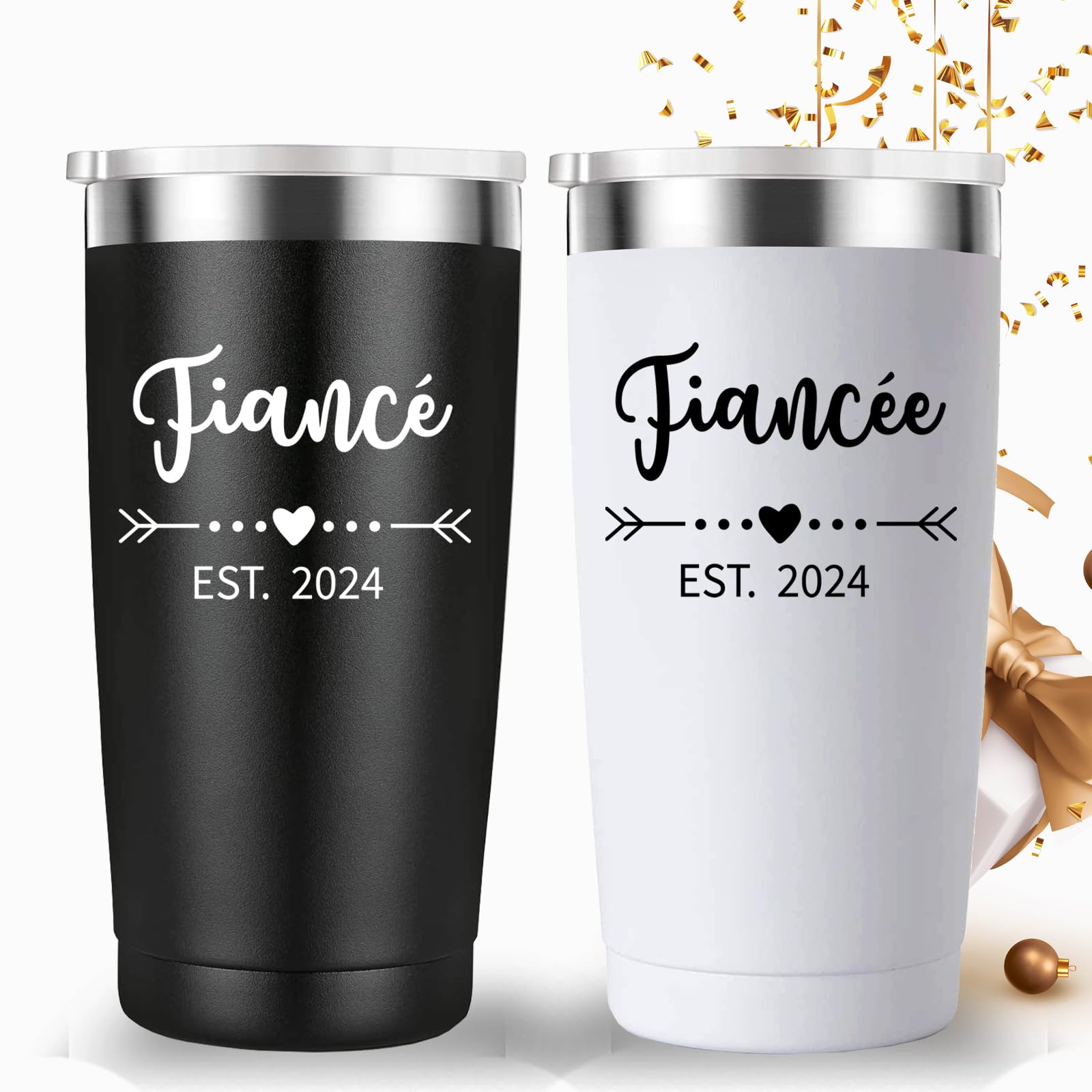 Mamihlap Engagement Gift for Couple Tumbler.Boyfriend Girlfriend Fiance Fiancee Gift for Him and Her.Gifts for Newly Engaged Anniversary Bride Groom Mr Mrs Him Hers(20oz Black&White)