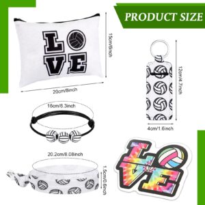 LEIFIDE 148 Pcs Volleyball Gifts Volleyball Party Favors Volleyball Team Gift Bags Bracelet Keychain Hair Ties Stickers Goodie Bags for Volleyball Birthday Decorations