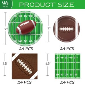 97 PCS Football Party Supplies Tableware Set Football Theme Party Decorations Including Paper Plates Napkins Cups Touchdown Tablecloth for Football Birthday Party, 24 Guests