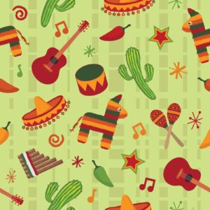 Gigicloud 10pcs Squares Quilting Fabric Bundles, Mexican Fiesta Theme Cotton Fabric Bundle Quilting Sewing Patchwork Cactus Guitar Donkey Printed Fat Quarters Bundle for DIY Sewing Quilting