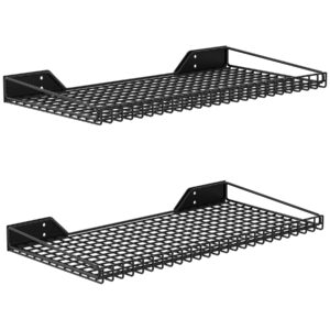 walmann 2 pack garage wall shelf, 23.5" x 12" wall mounted storage shelves for garage, closet, laundry room, heavy duty wall shelving, holds up to 65 lbs(black)