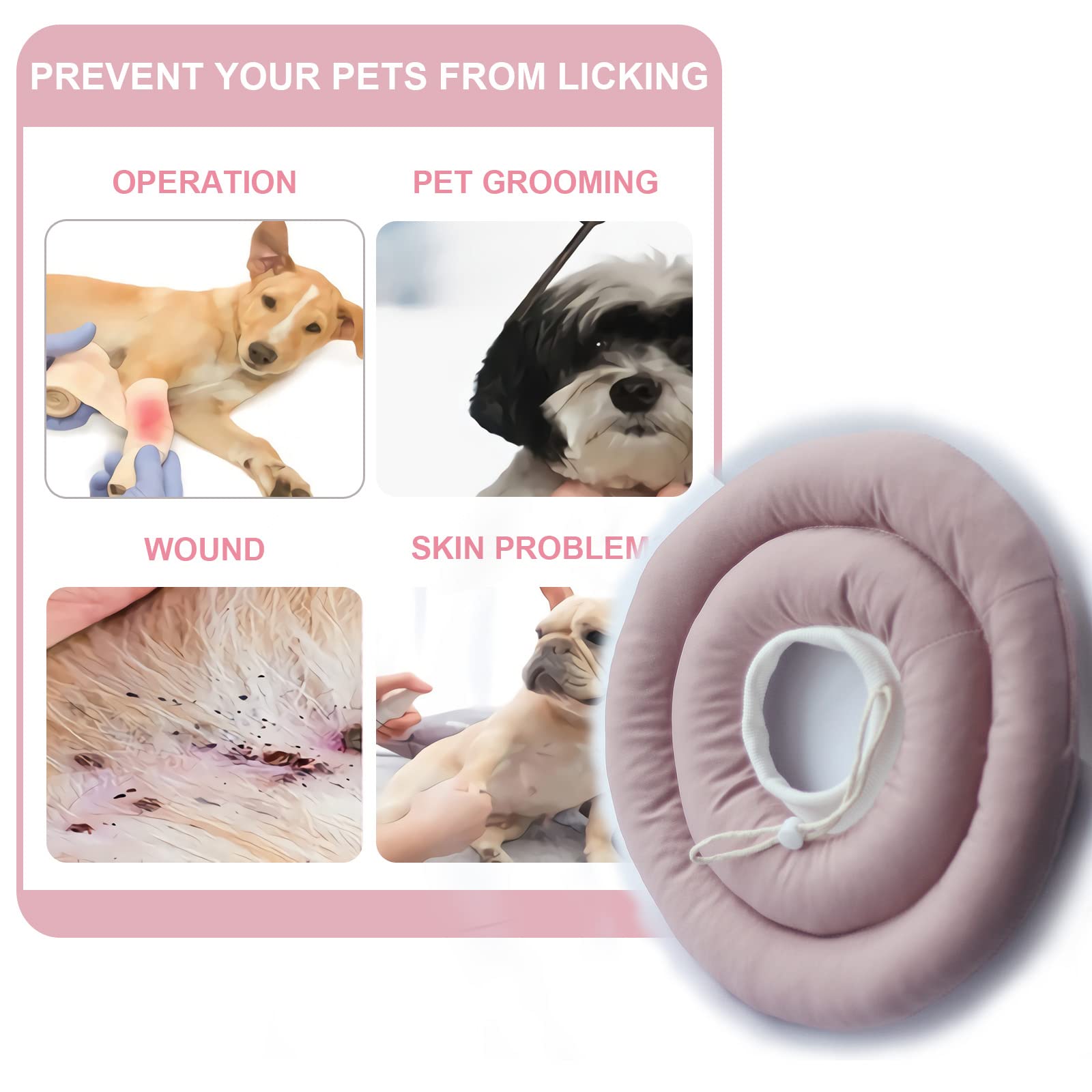 Docutca Soft Cat Cone Collar, Cat Recovery Collar, Cute Donut Cat Cone Alternative After Surgery with Adjustable Neck Strap,Comfy Pet Pillow Cone for Small Dog, Kitten