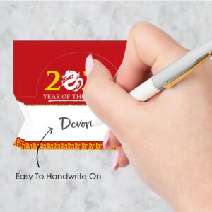 Big Dot of Happiness Chinese New Year - 2024 Year of the Dragon Tent Buffet Card - Table Setting Name Place Cards - Set of 24