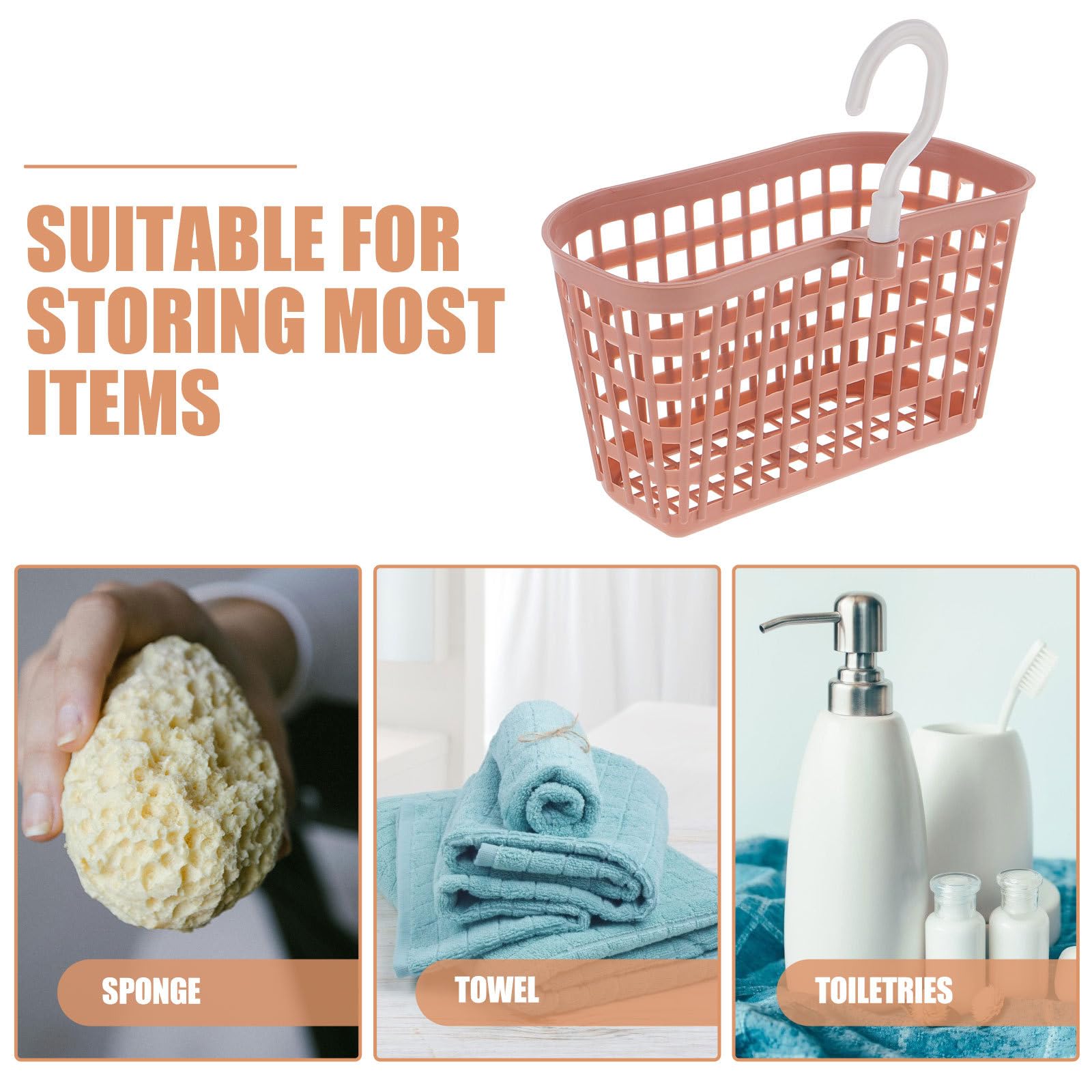 Cabilock Plastic Shower Rotatable Storage Hook Holder,rotatable Sponge Dish Supplies Toy Accessories Basket,for Scrubber Candy Pink Basket Rack Bathroom Hanging with Bath Tote Cosmetics