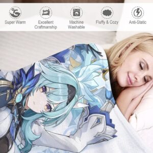 Dalicoter Game Genshin Impact Blanket Mondstadt EULA Anime Blanket 50"×40" Super Soft Flannel Throw Blanket Warm Winter Blanket Towel Blanket for Couch Kids Girls & Adults