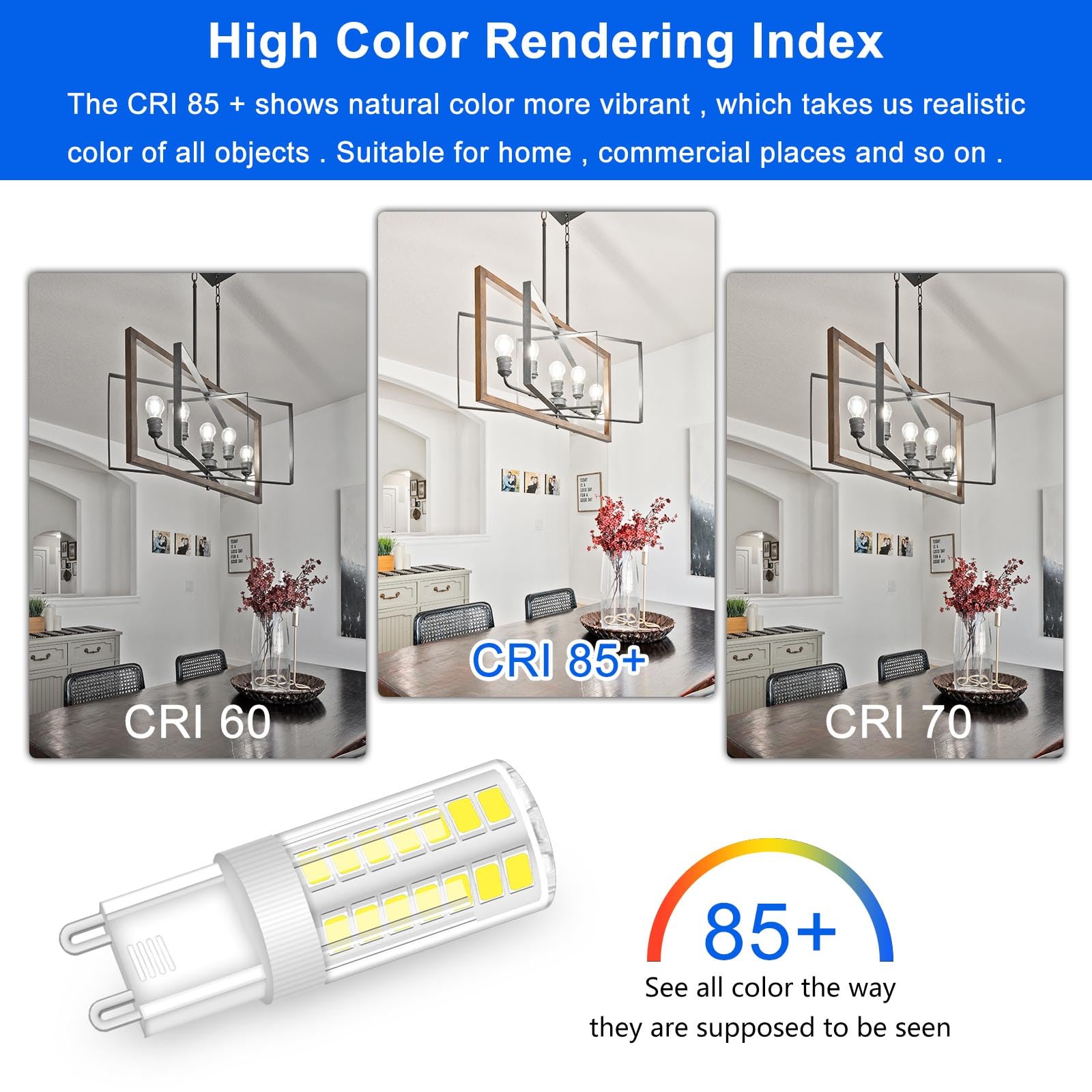 TRIJZHOU 6 Pack G9 LED Light Bulb 50w 40w Halogen Equivalent 4w Warm White 3000k 500 Lumen JCD/G9 Bi-Pin Base for Home Lighting