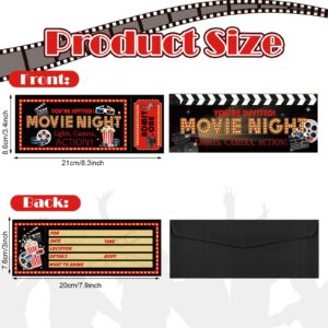 Woanger 50 Pieces Movie Party Invitations with Envelopes Movie Night Invitations Movie Ticket Birthday Invitations for Birthday Baby Shower Movie Night Red Carpet Party