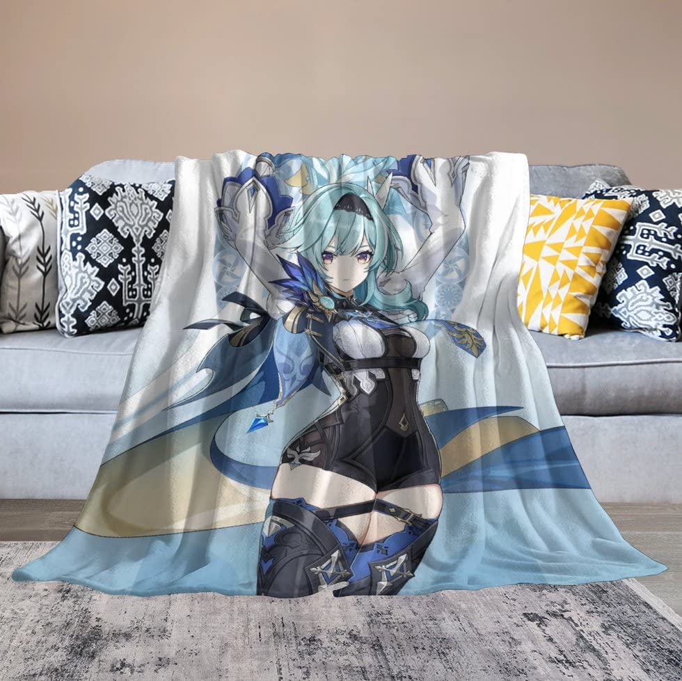 Dalicoter Game Genshin Impact Blanket Mondstadt EULA Anime Blanket 50"×40" Super Soft Flannel Throw Blanket Warm Winter Blanket Towel Blanket for Couch Kids Girls & Adults