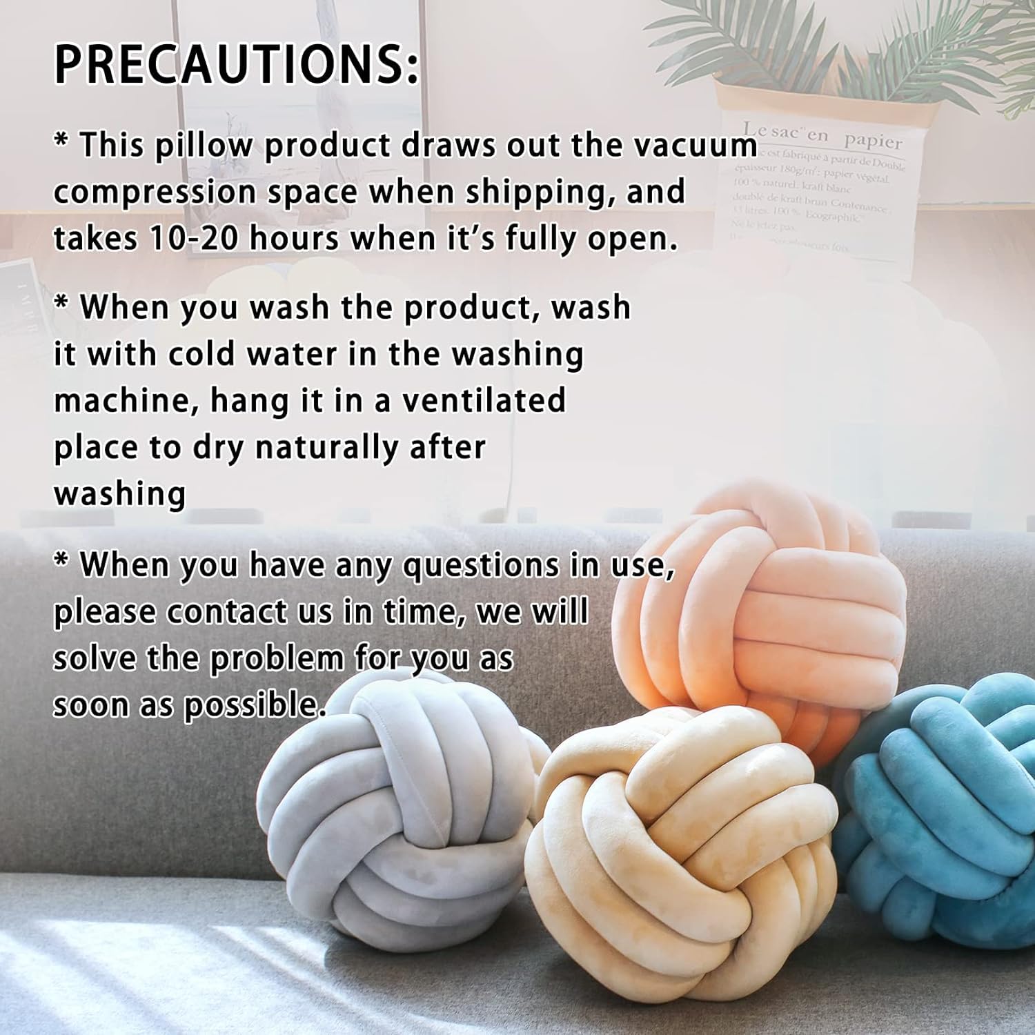 XHJRI Soft Knot Ball Pillows， Round Ball Cushion Pillows, Kids Room Decoration Plush Pillow Girl Photography Props， Throw Knotted Pillow Handmade (Light Rose Gold, 8.6 Inch)