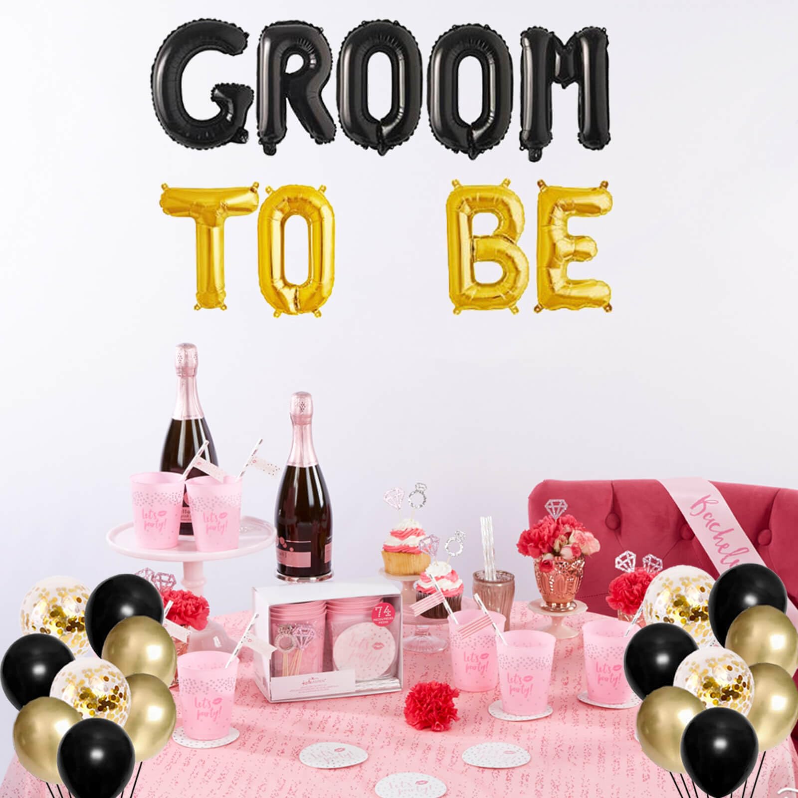 Groom To Be Balloons Gold and Black Bachelor Party Banner Men Bachelor/Team Groom/Bridegroom To Be Themed Decor for Bridegroom Shower Engagement Wedding Bachelorette Party Supplies Decorations